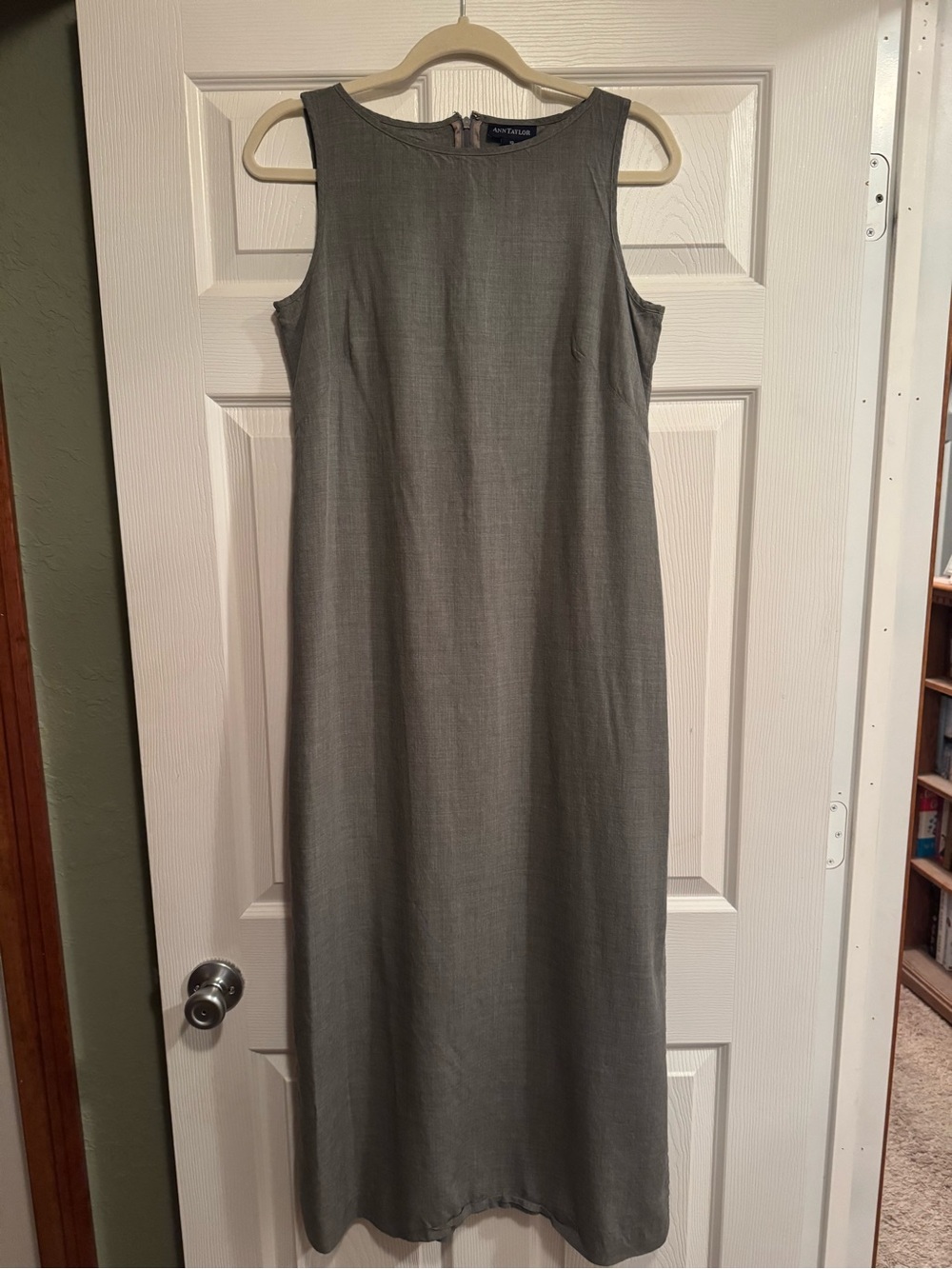 Ann Taylor Sz 10 Vintage Gray Maxi Shift Dress w/ side slits
